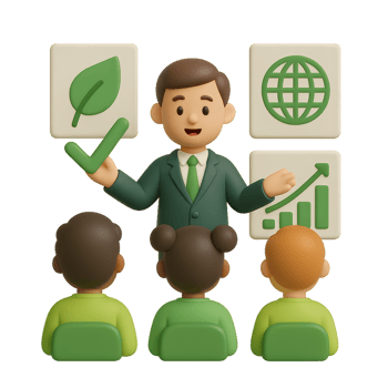 Team Eco Meeting Icon with Presenter and Audience in Simple Style png