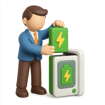 Person Managing Renewable Energy Battery Storage Tech System png