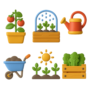 Simple Urban Farming Icons for Sustainable Agriculture Illustrations png
