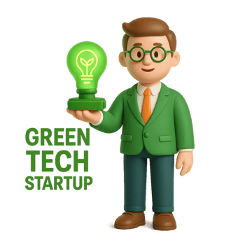 Green Innovation Concept with Happy Character in Startup Environment png