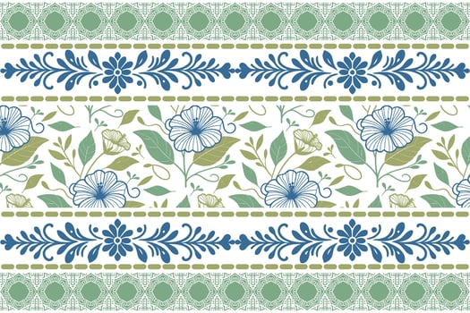 Floral pattern design in blue and green vector