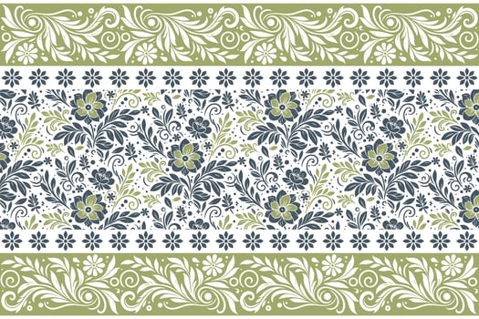 structured border around abstract botanical line flowers created for women wear fabric, pillow cover printing, and gift wrap vector