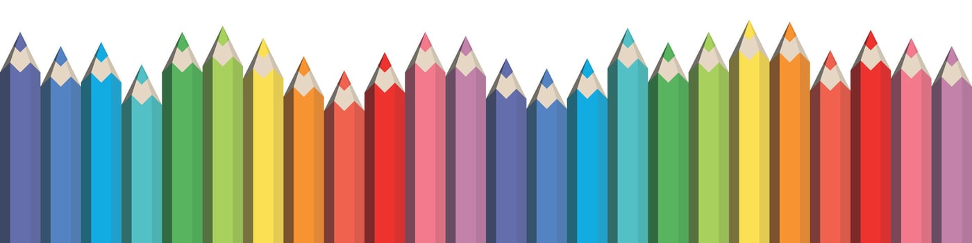 Colorful spectrum of pencils. Sharpened crayons set. Seamless horizontal illustration. vector