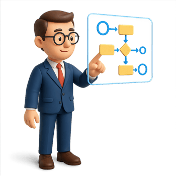 Business Professional Showing Simple Workflow Composition Process png