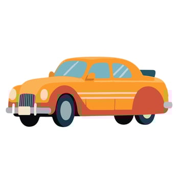 Retro Orange Classic Car Illustration Side View. vector