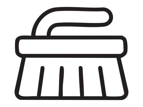 Black outline of cleaning brush icon isolated on white background, graphic illustration. concept of cleaning, hygiene, home chores, housekeeping, design element vector