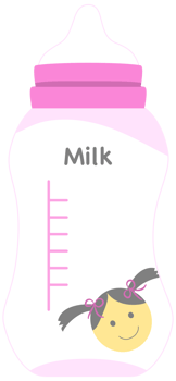 Pink baby bottle for baby girl png