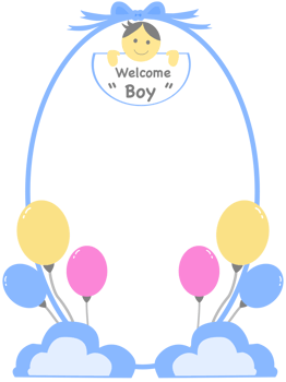 blue photo frame with balloon for welcome baby boy png