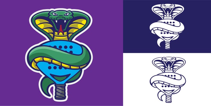 mascot snake with padel racket good for logo, team logo, sport logo, sticker, etc vector
