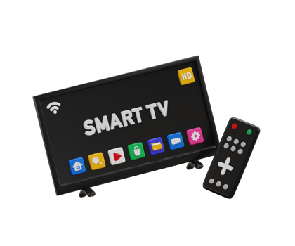 HD Smart LED TV icon with Digital Remote icon 3d rendering illustration png