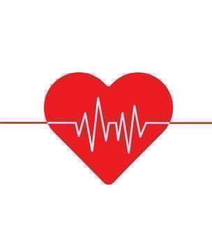 Medical heartbeat line heart shape graphic in red color illustration vector