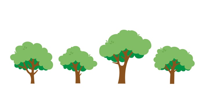Green trees collection flat illustration vector