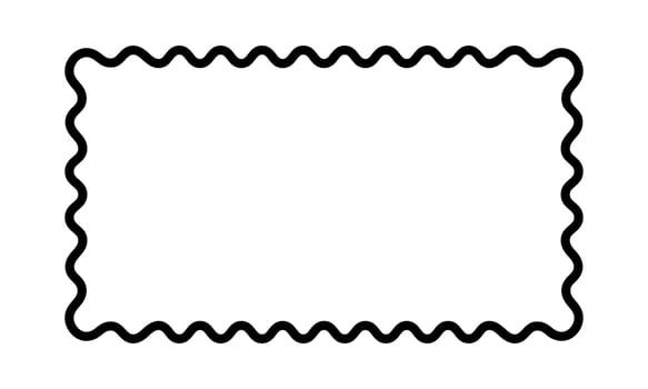 Blank rectangular frame with scalloped edges. Rectangle shape with frilly borders. Mirror, picture or photo vignette, empty text box or label isolated on white background. graphic illustration vector