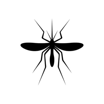 Mosquito icon. Black gnat silhouette. Poisonous flying insect isolated on white background. Malaria, dengue or zika virus concept. graphic illustration vector