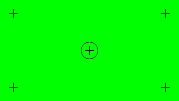 Chroma key background. Green screen with cross marks for tracking. technology to add special visual effects or VFX during final filmmaking stage. flat illustration vector
