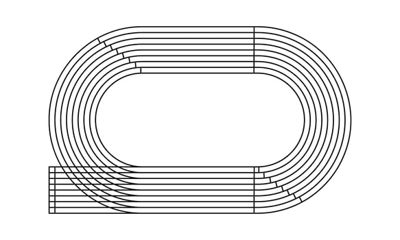 Racetrack or running track icon. Stadium top view. Sports arena for sprint, marathon or other athletic competitions isolated on white background. outline illustration vector