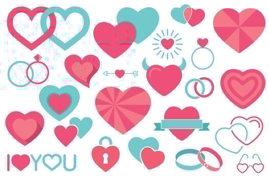 Collection of heart icons and symbols vector