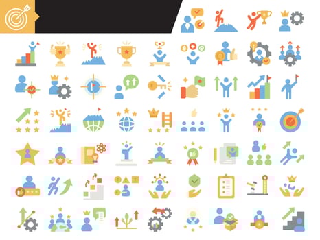 Colorful icons of success and teamwork vector
