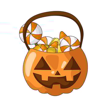 Halloween Pumpkin Bucket with Treats vector