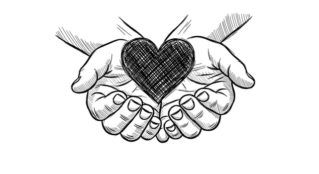 Illustration of Hands Holding a Heart Symbolizing Care Love and Compassion vector