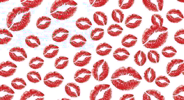 A Sea of Kisses Red Lips Imprints On A Pure White Background Pattern vector