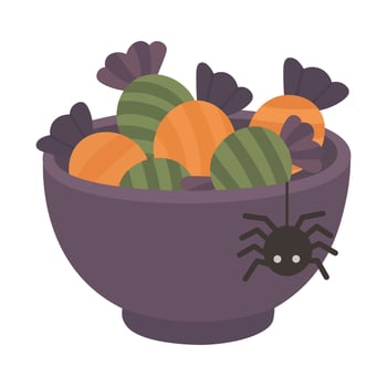 Bowl of candy with spider vector
