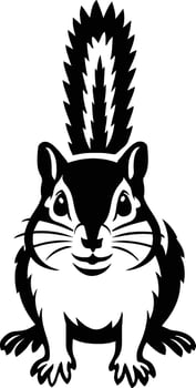 Chipmunk silhouette cheerful cartoon style, Happy small rodent graphic vector
