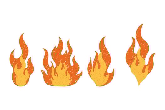Colorful fire flames with chalk crayon texture vector