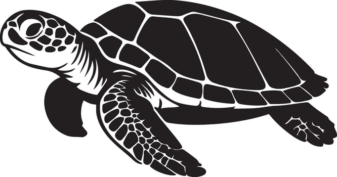 Sea turtle silhouette for creative projects, Black turtle illustration elegant style vector