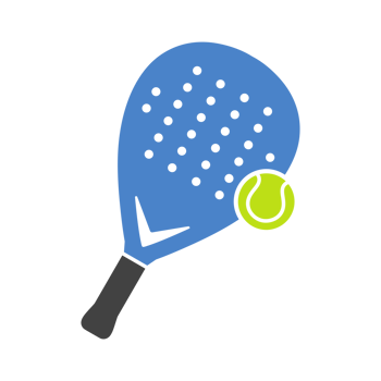 Illustration icon of padel racket and ball with simple and modern design in blue color png