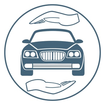 Car Protection and Care Symbol with Hands in a Circle vector