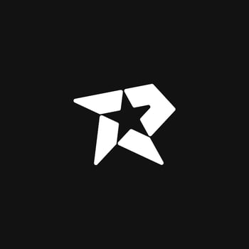 letter R with star negative space logo concept vector