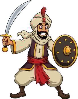 Brave warrior with sword and shield vector
