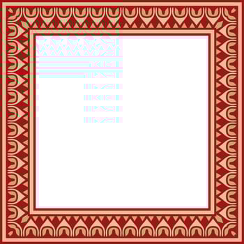 Classic Greek red and gold square ornament. pattern, ancient Hellenic rectangle. European border. vector
