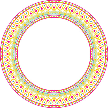 Uzbek color round ornament. Turkic circle, ring. Cultural heritage of Central Asia vector