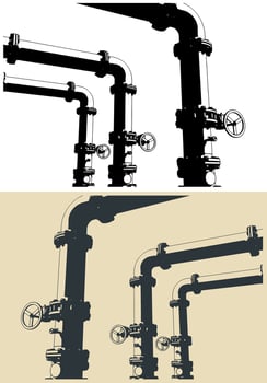 Valves and pipes close up illustrations vector
