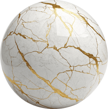 Marble sphere with intricate golden veins png