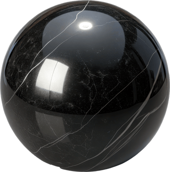Sleek black marble sphere png