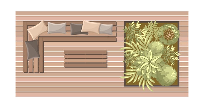 Outdoor seating area with plants vector