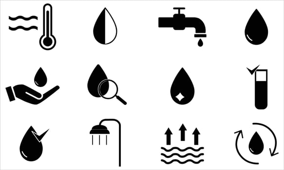 Water Quality and Conservation Icon Set . vector