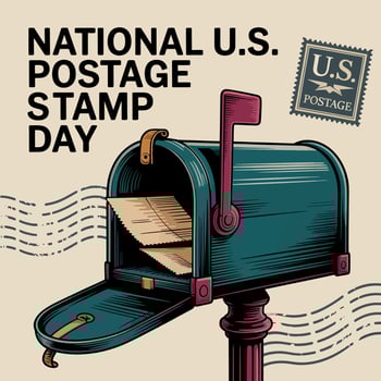National U.S. Postage Stamp Day Mailbox Celebration Design vector