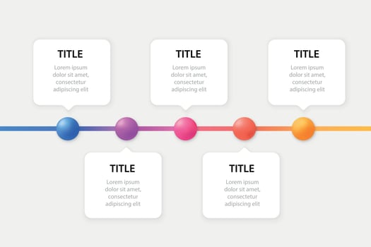 Horizontal step-by-step infographic with speech bubble boxes vector