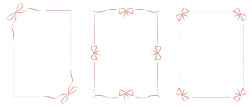 Set with pretty ribbon and bow borders in pink vector