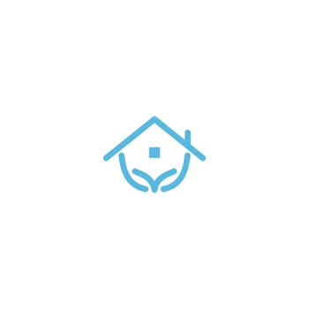hand and house logo concept for home care vector