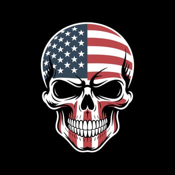American Flag Skull Design on Black Background vector