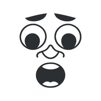Simple black and white surprised emoticon face graphic vector