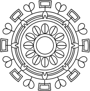 Circular mandala design silhouette isolated on white background vector