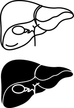 Liver Icons. Black and White Illustration. The Largest Internal Human Organ. Concept Anatomy vector
