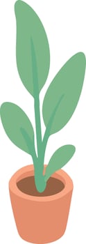Illustration of Potted Houseplant with Green Leaves vector