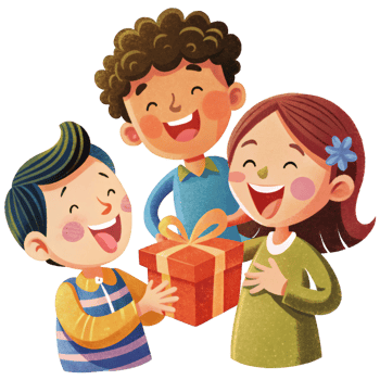 Present Joyful Scene With Gasping Child png